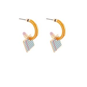 Pencil & Notebook Dangled Hoops